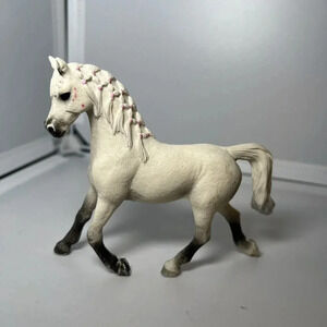 SCHLEICH Horse White Arabian Mare Pink Braids Figure